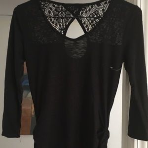 Black blouse with side drawstrings
